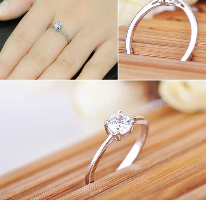 925 Sterling Silver CZ Engagement Ring for Women