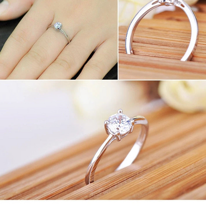925 Sterling Silver CZ Engagement Ring for Women