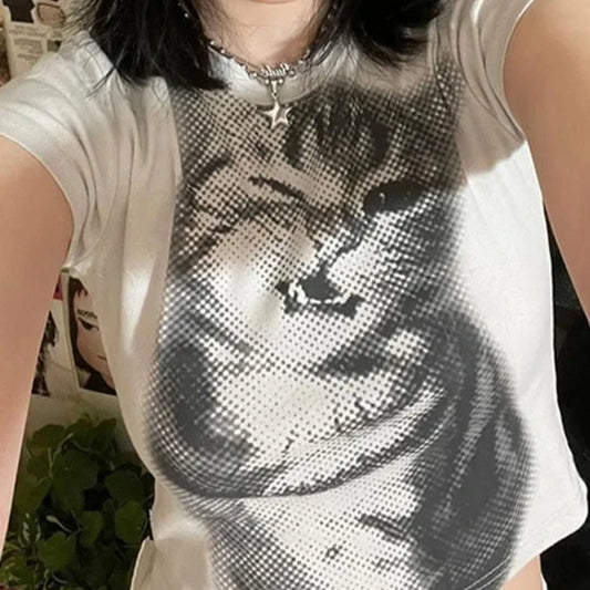 Animal Print Crop Top BasicT-shirt