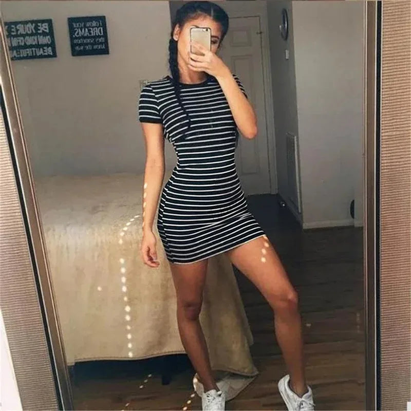 Striped Slim Fit Casual Summer Dress