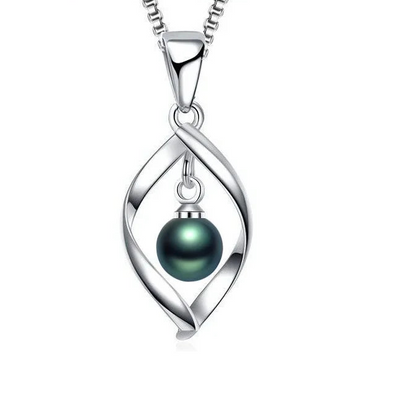 Custom Pearl Crystal 925 Sterling Silver Pendant Necklace for Women