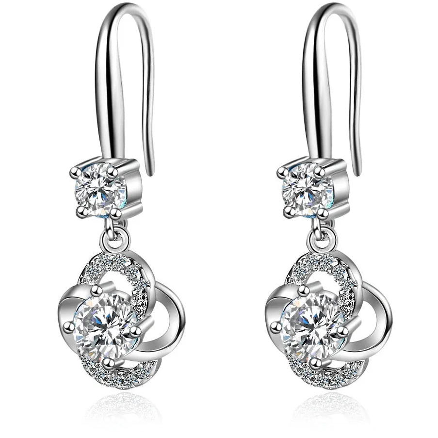 925 Sterling Silver Crystal Dangle Earrings for Women