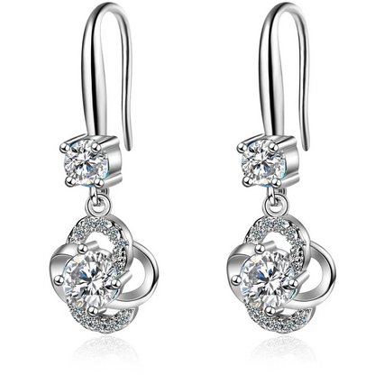 925 Sterling Silver Crystal Dangle Earrings for Women