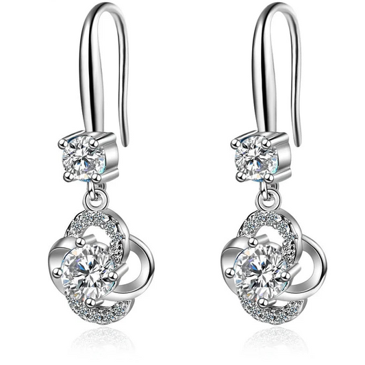 925 Sterling Silver Crystal Dangle Earrings for Women