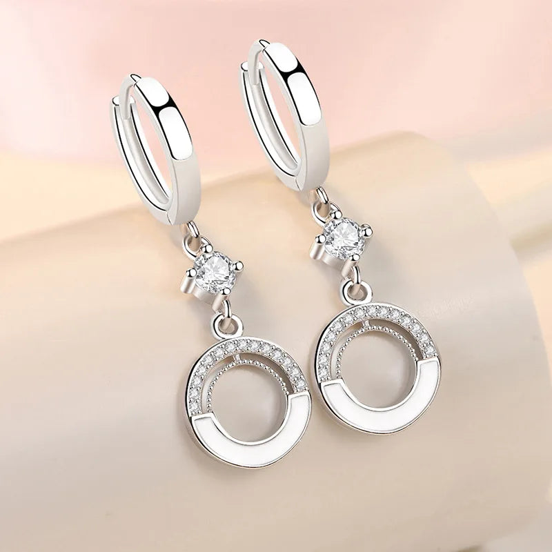 925 Sterling Silver Charm Hoop Earrings