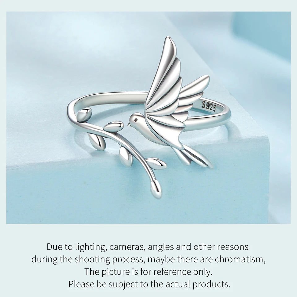 JEW010R    S925 Sterling Silver Kingfisher Adjustable Finger Ring for Women - Klixstore