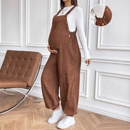Adjustable Maternity Corduroy Overalls