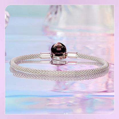 JEW005BR       Heart Basic Charm Bracelet 925 Sterling Silver Snake Chain Basic Bracelet 17CM 19CM - Klixstore