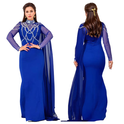 Elegant Rhinestone Mermaid Shawl Dress