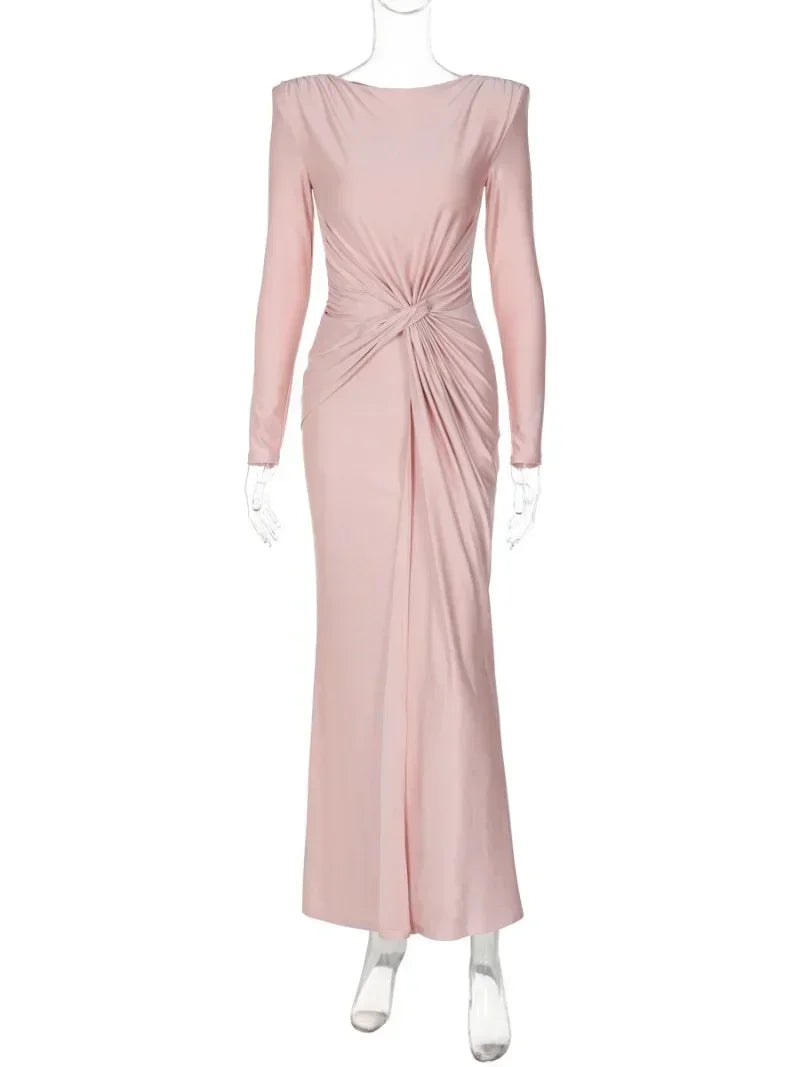 Elegant High Waist Long Sleeve Maxi Dress for Women 2025