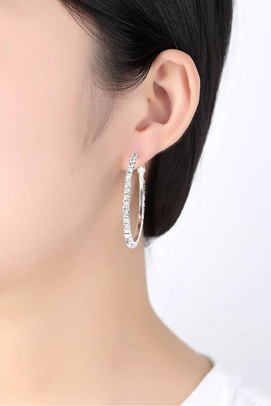 925 Sterling Silver Austrian Crystal Hoop Earrings for Women