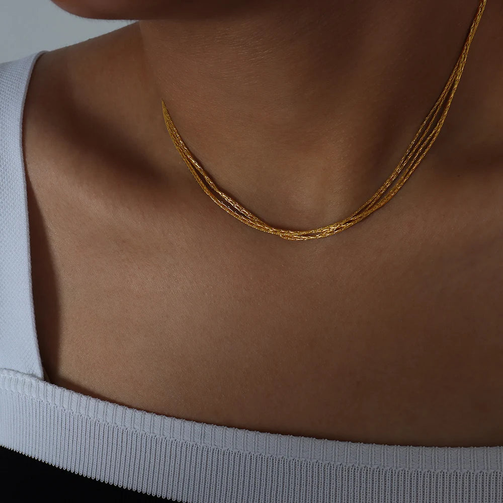 18k Gold Multi-Layer Chain Choker for Women