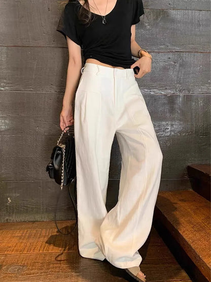 High Waist Wide Leg Linen Pants for Women