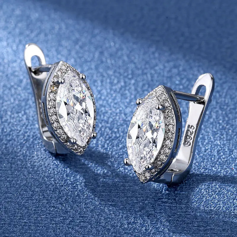925 Sterling Silver Stud Earrings with Zircon | Fine Jewelry Gift