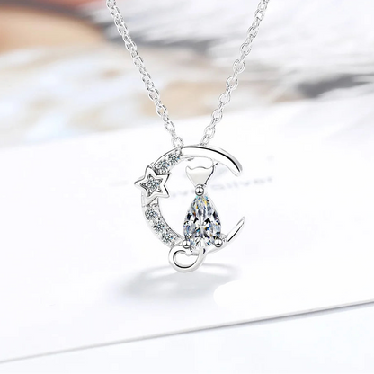 NEC 925 Sterling Silver Crystal Charm Necklace for Women