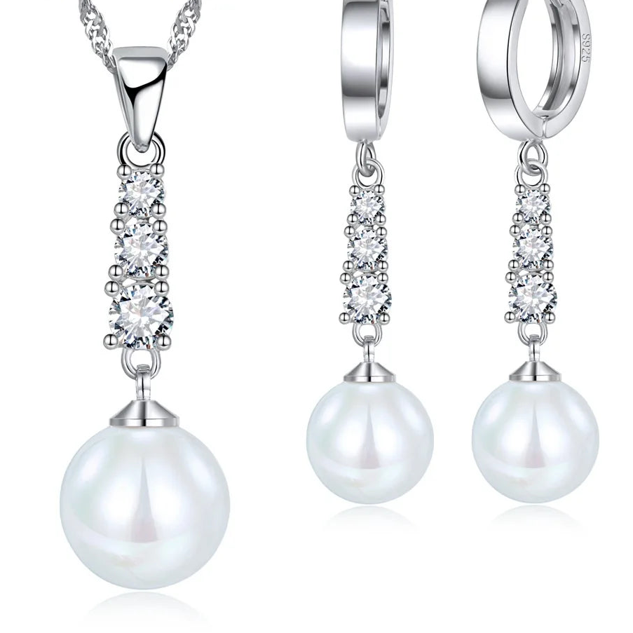 Genuine 925 Sterling Silver Fashion Jewelry Set for Women