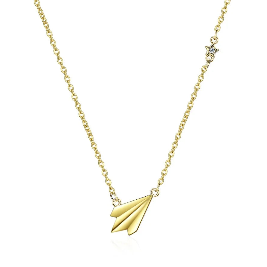 925 Sterling Silver Paper Plane Pendant Necklace for Women