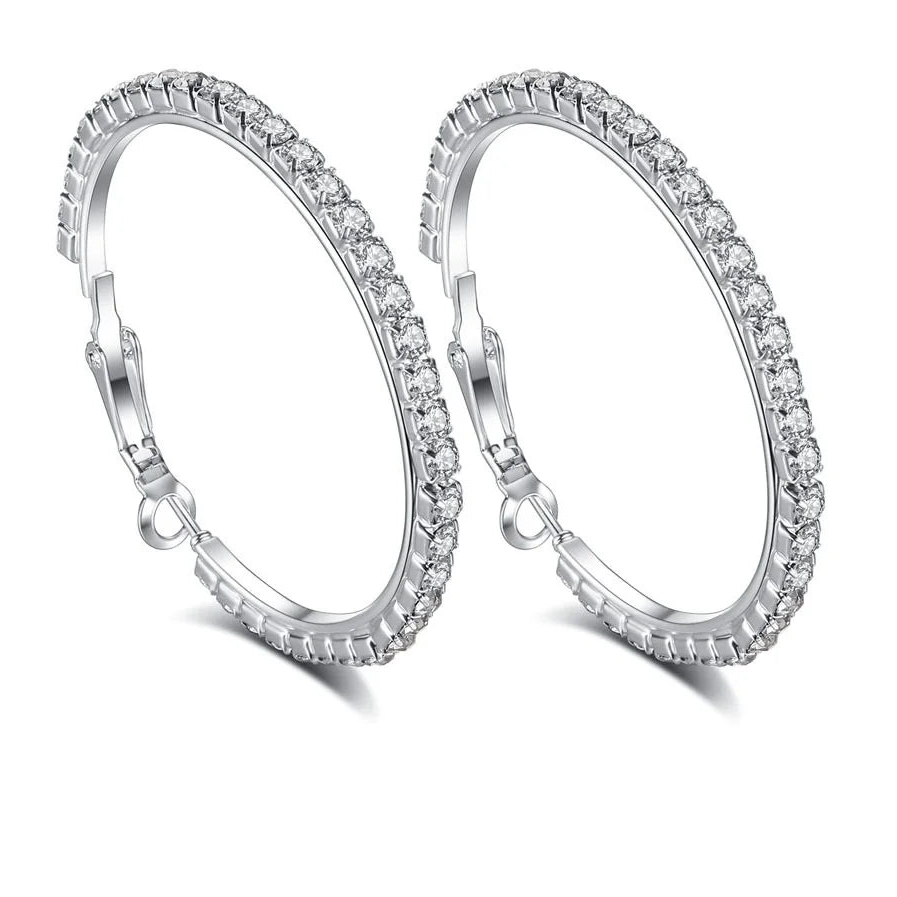925 Sterling Silver Austrian Crystal Hoop Earrings for Women