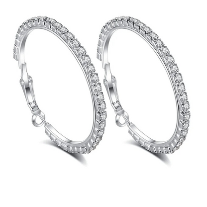 925 Sterling Silver Austrian Crystal Hoop Earrings for Women