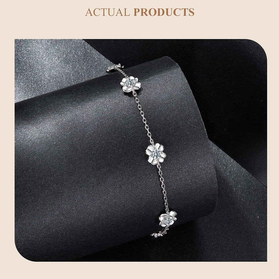 Clover Moissanite Flower Bracelet