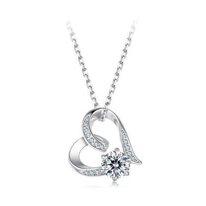 JEW003NEC        Forever Love Moissanite 925 Sterling Silver  Pendant Necklace - Klixstore