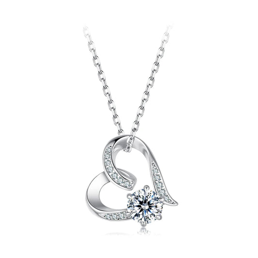 JEW003NEC        Forever Love Moissanite 925 Sterling Silver  Pendant Necklace - Klixstore
