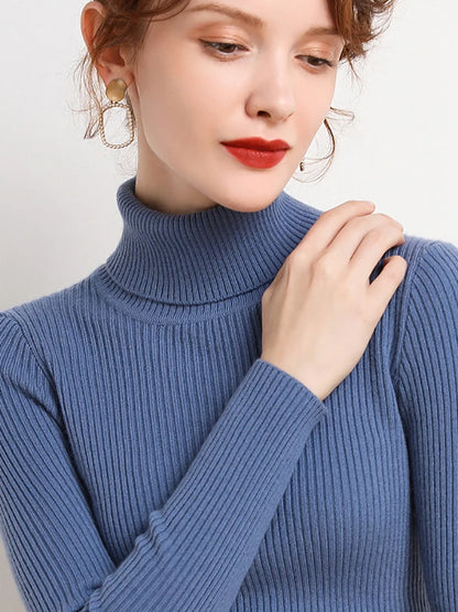 Turtleneck Knitted Cashmere Sweater for Women