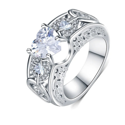 Genuine 925 Sterling Silver Shiny Crystal Rings for Women