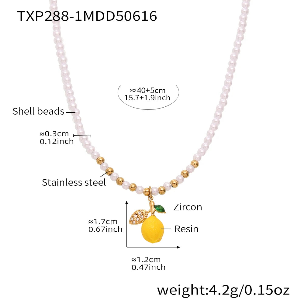 Handmade Lemon Beaded Jewelry Necklace for Women