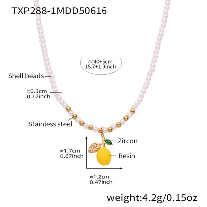 Handmade Lemon Beaded Jewelry Necklace for Women