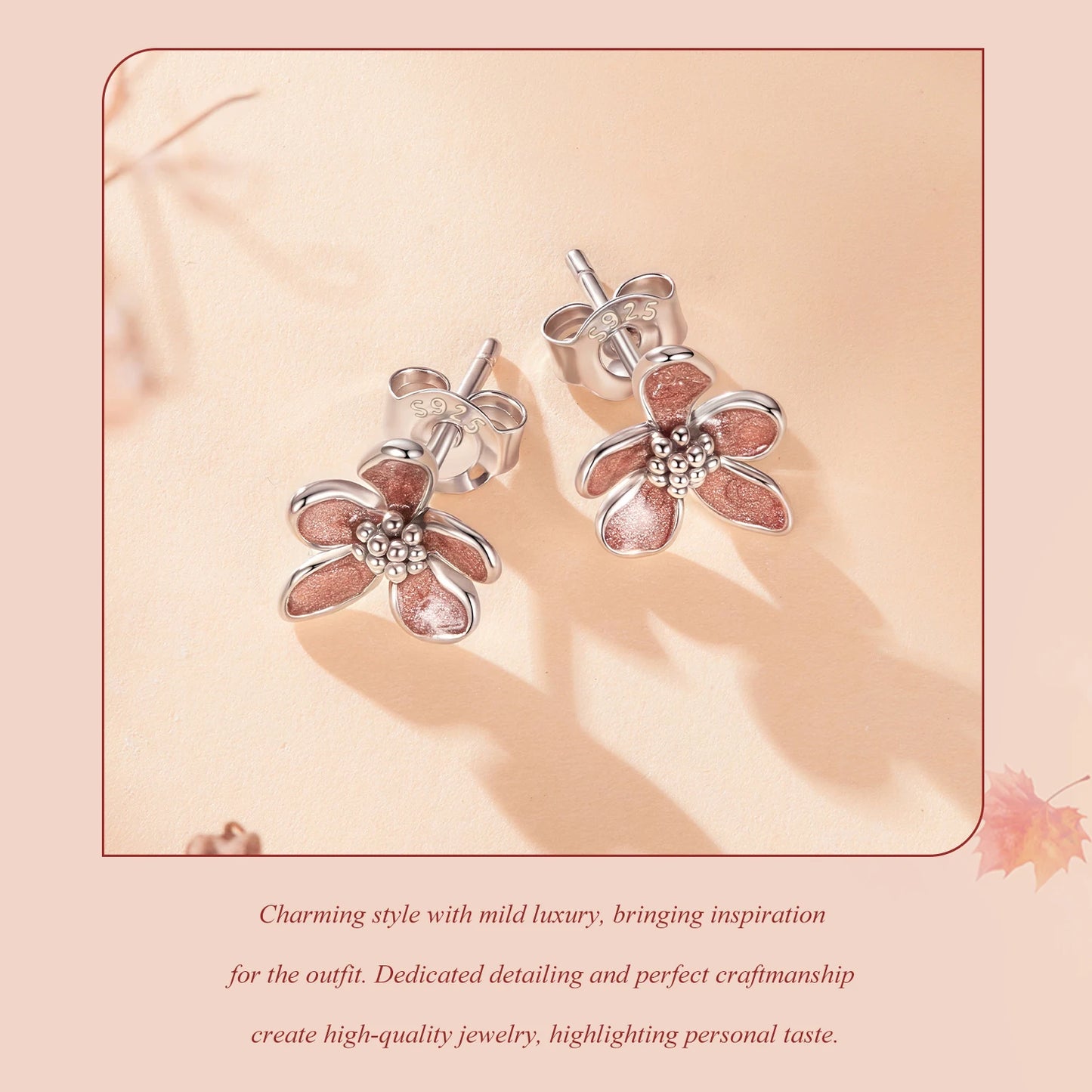 JEW025ER        
 925 Sterling Silver Autumn Flowers Stud Earrings with Zircon Buds Blooming Statement Earrings for Women Teens Decor Gift - Klixstore