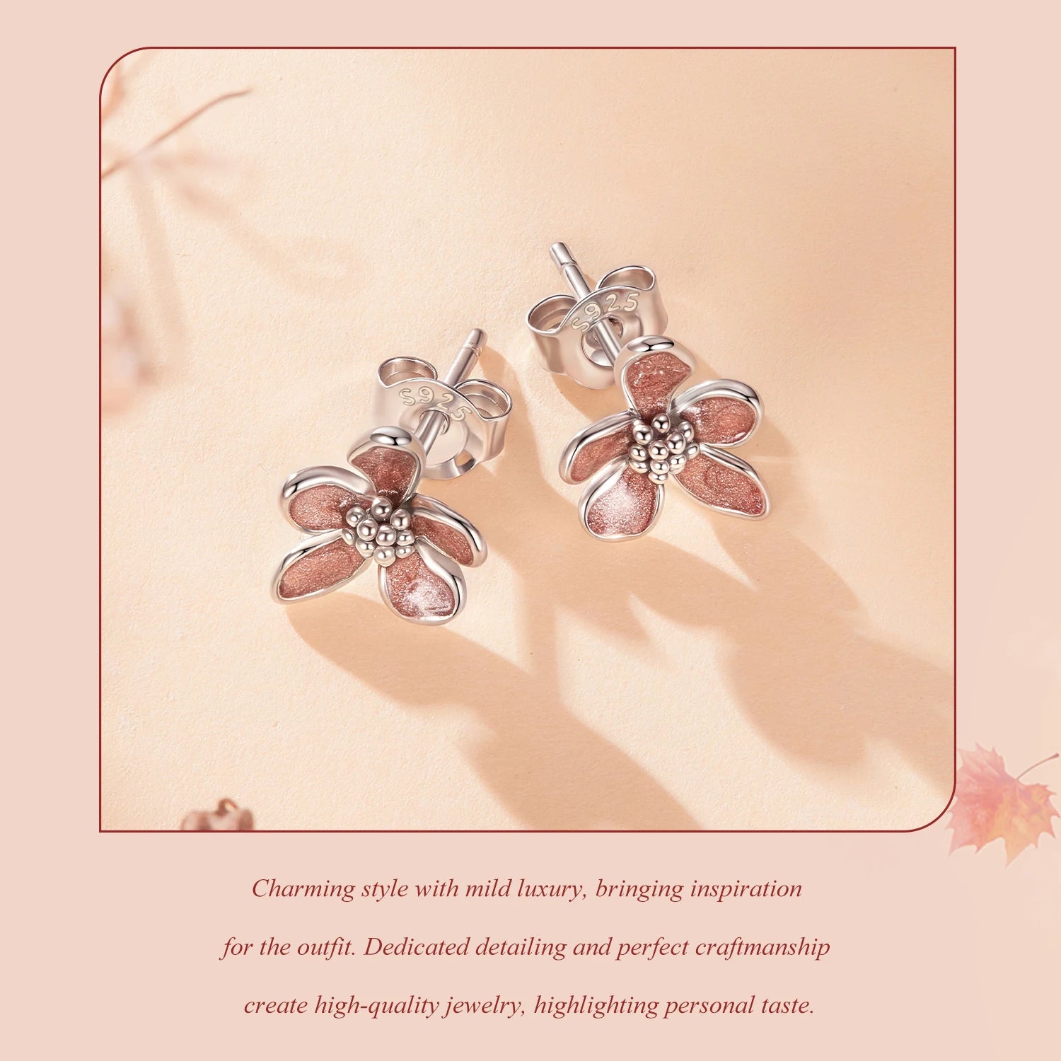 JEW025ER        
 925 Sterling Silver Autumn Flowers Stud Earrings with Zircon Buds Blooming Statement Earrings for Women Teens Decor Gift - Klixstore
