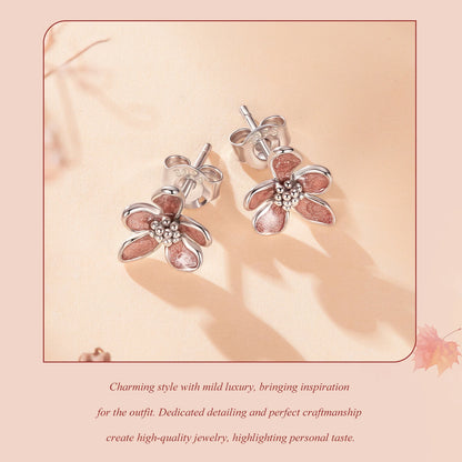 JEW025ER        
 925 Sterling Silver Autumn Flowers Stud Earrings with Zircon Buds Blooming Statement Earrings for Women Teens Decor Gift - Klixstore
