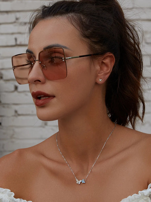 Blue Zircon Butterfly Necklace