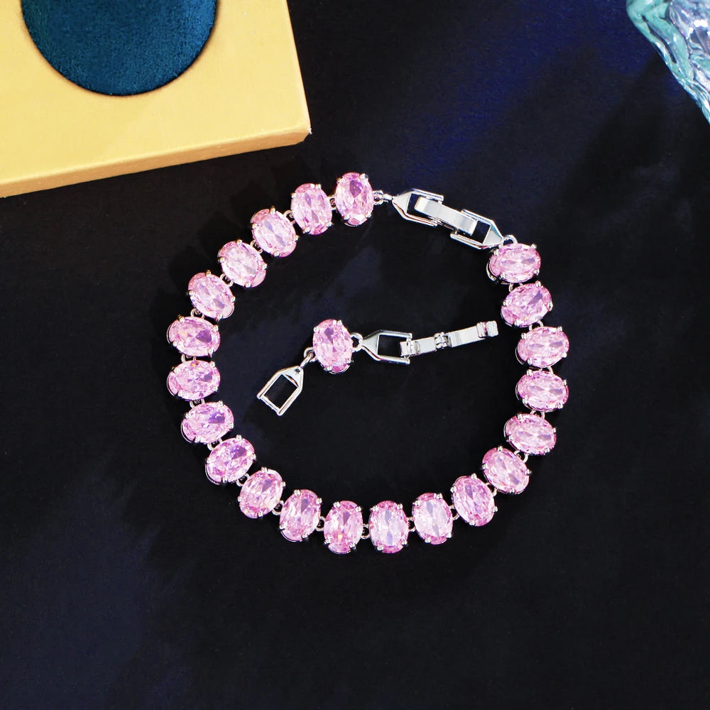 Crystal Tennis Oval CZ Bracelet