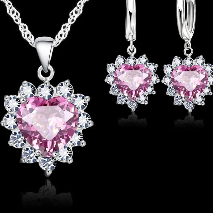 Cubic Zirconia Heart  Set