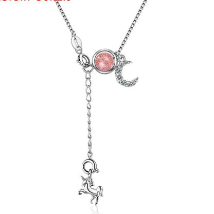 925 Sterling Silver Horse Pendant Necklace for Women