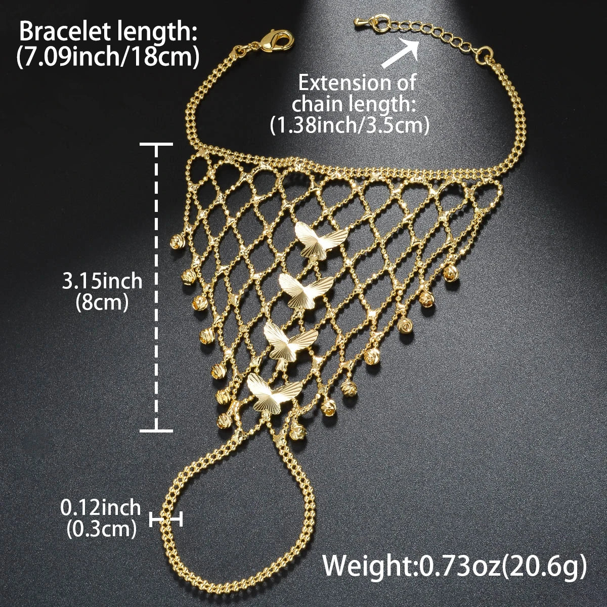 Flower Butterfly Gold Bracelet