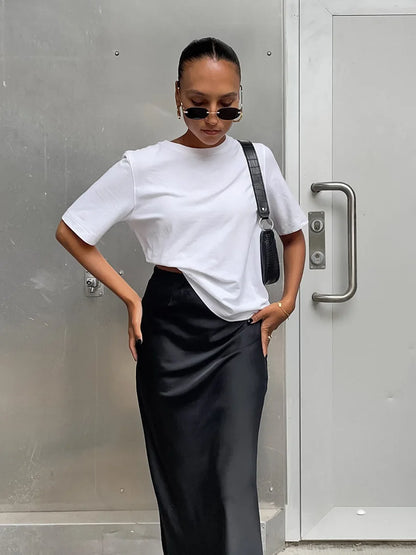 Elegant High Waist Satin Trumpet Skirt 2025