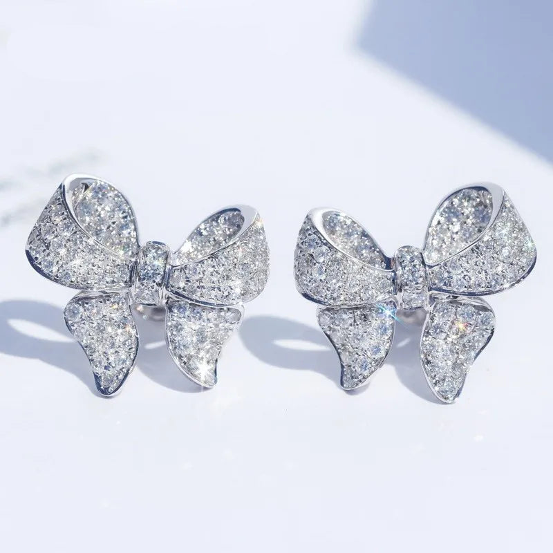 925 Sterling Silver Bow Stud Earrings for Women