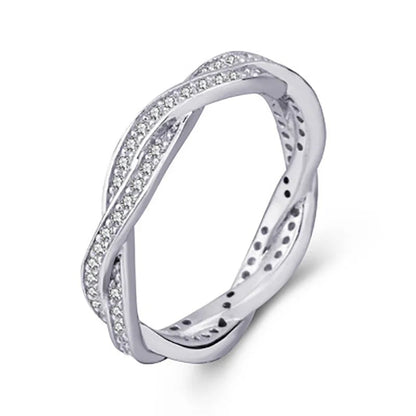 Sparkling Cubic Zirconia 925 Silver Statement Ring for Women