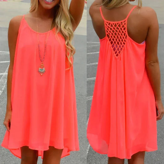Sleeveless Hollow Out Mini Beach Dress