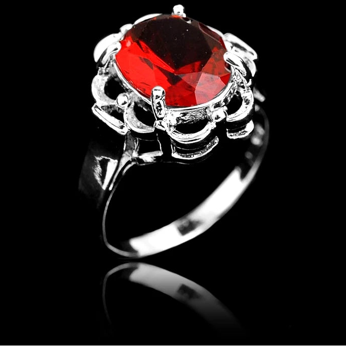 Green CZ Crystal Silver Ring for Women