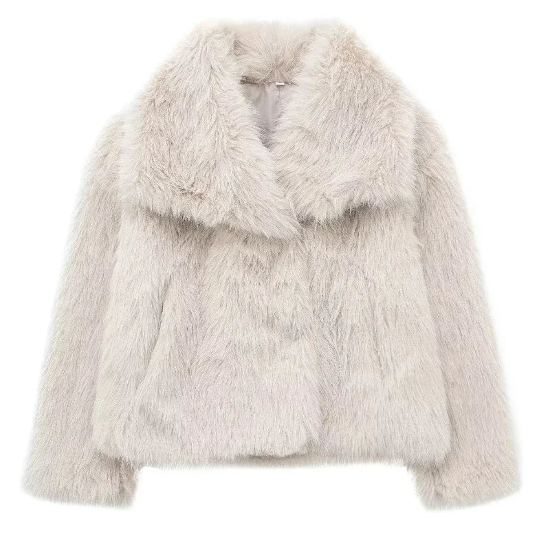 Faux Fur Plush Winter Coat for Women