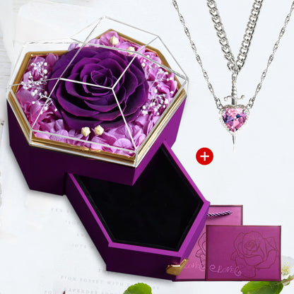 Heart & Sword Crystal Necklace Set – Stainless Steel Jewelry Gift Box