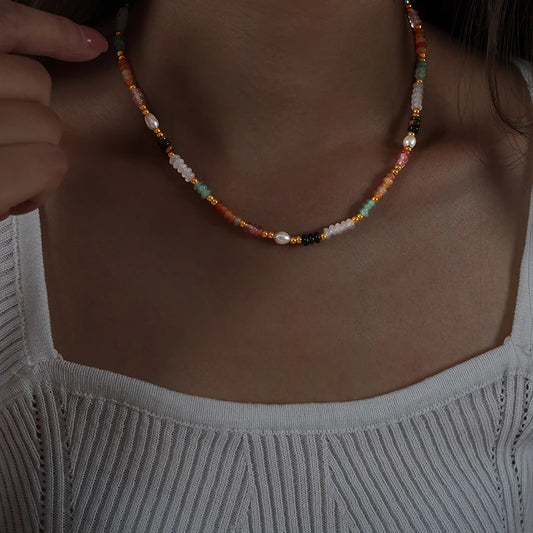 Bohemian Multi-Color Stone Beaded Necklace for Women
