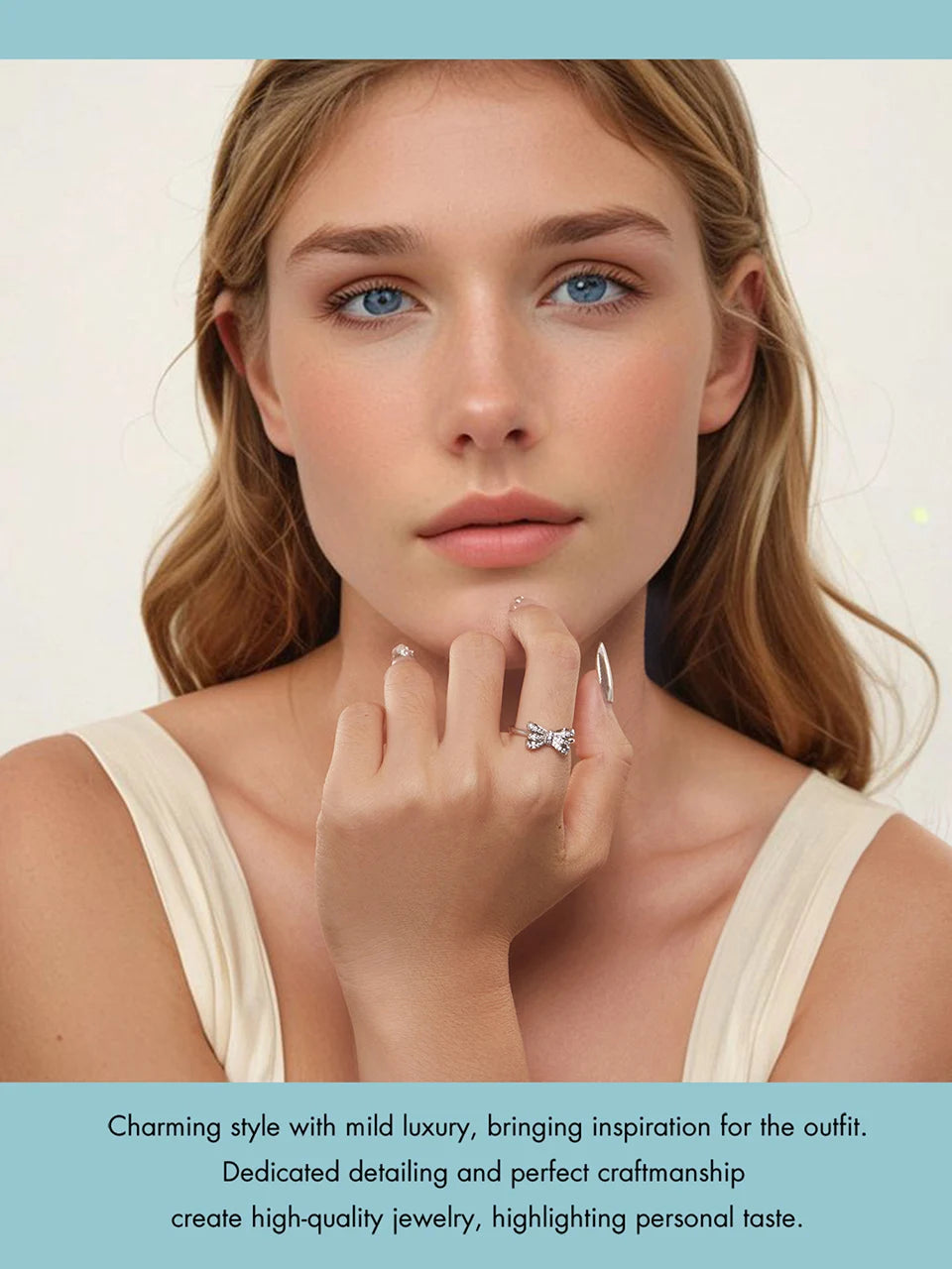 JEW012R     White Gold Plated Bowknot Ring with Zircon, Adjustable  Ring for Women - Klixstore