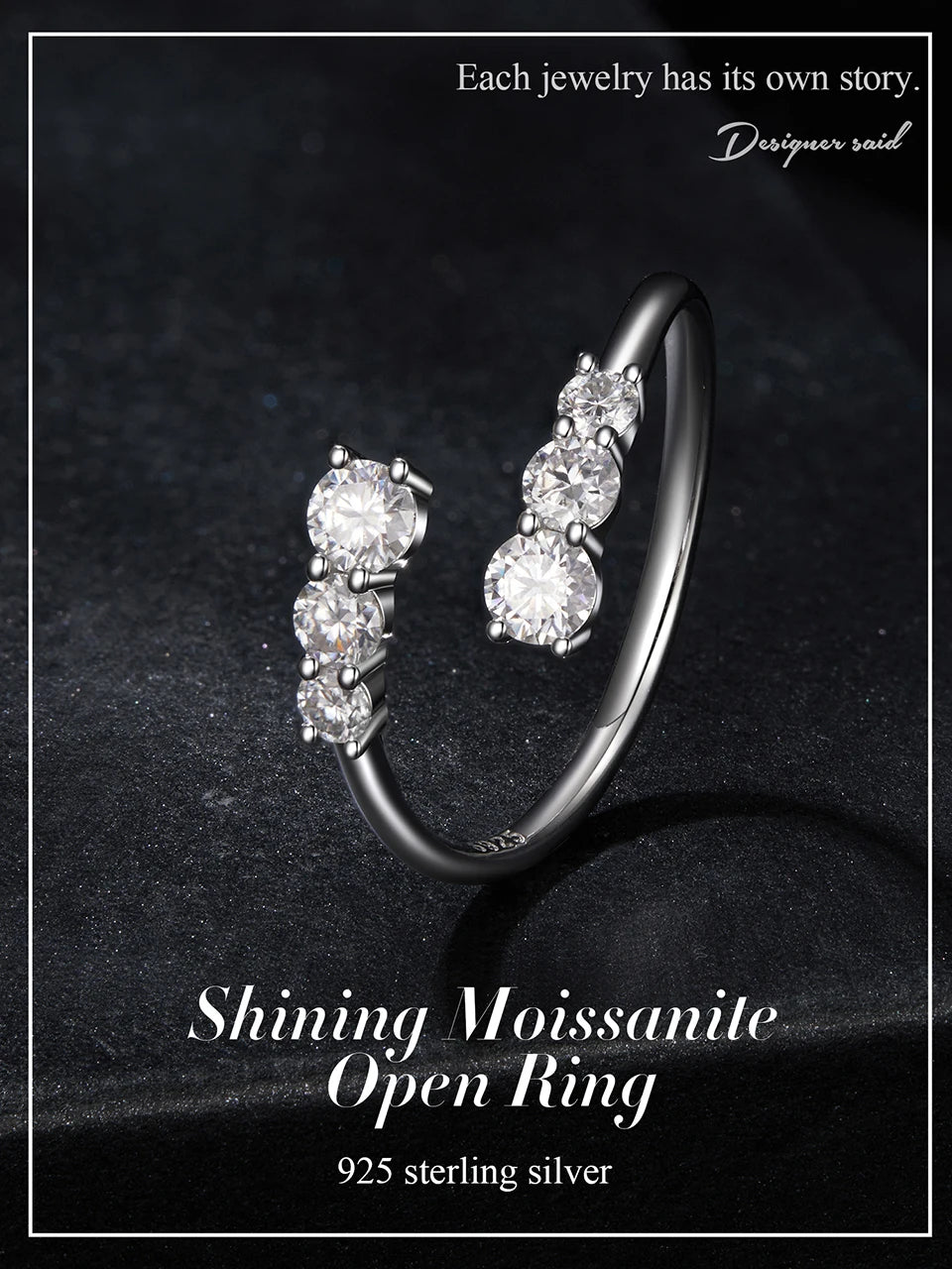 JEW036R 
Moissanite White Gold Plated Adjustable Ring 925 Sterling Silver - Klixstore