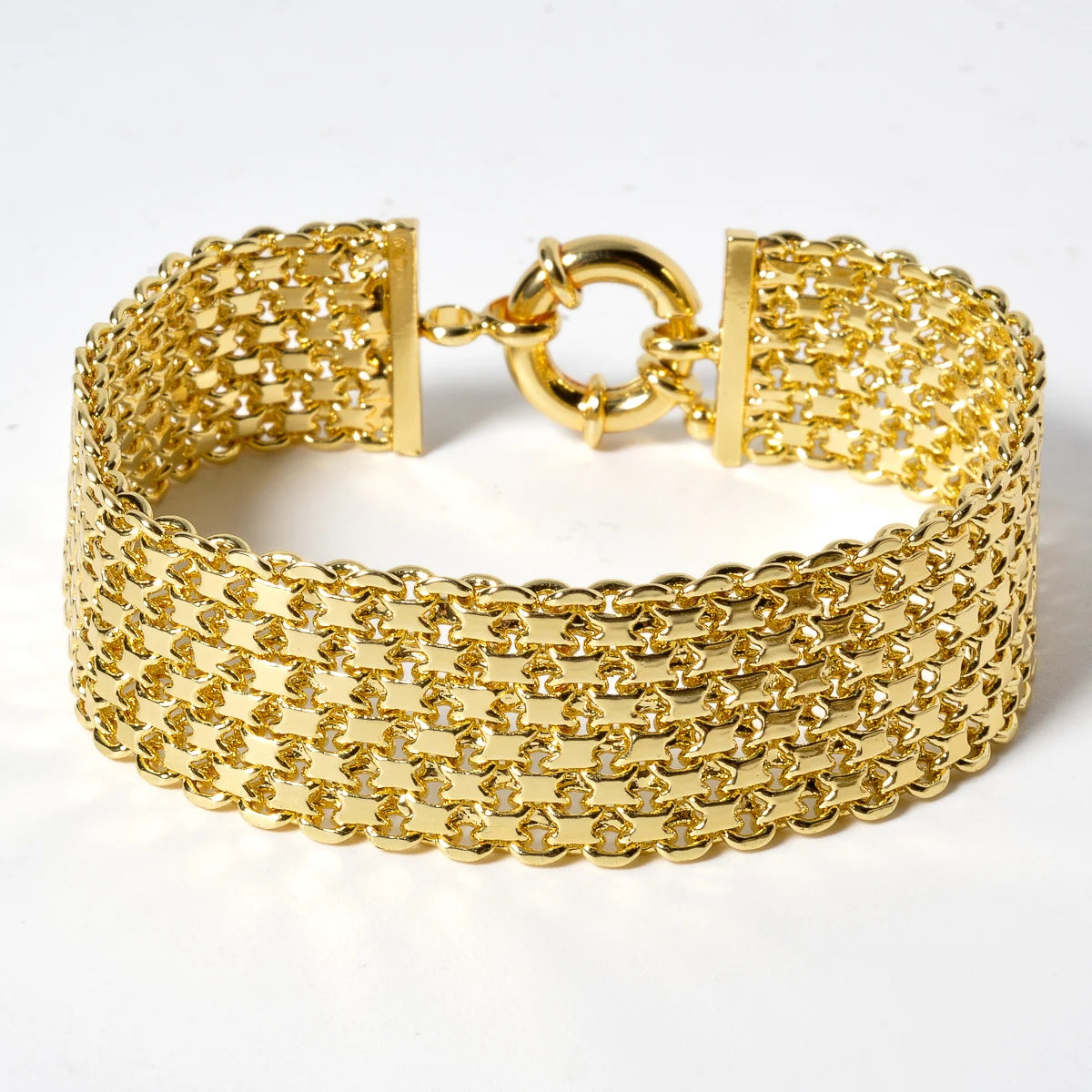 Wide Gold Link Chain Bracelet