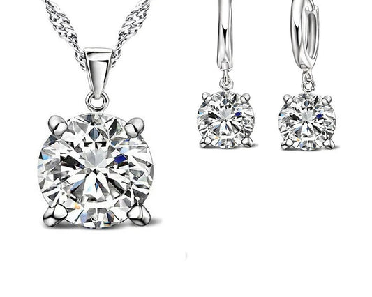 925 Silver CZ Pendant Jewelry Set